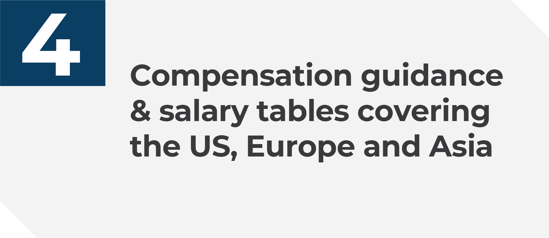 Compensation guidance & salary tables covering the US, Europe and Asia